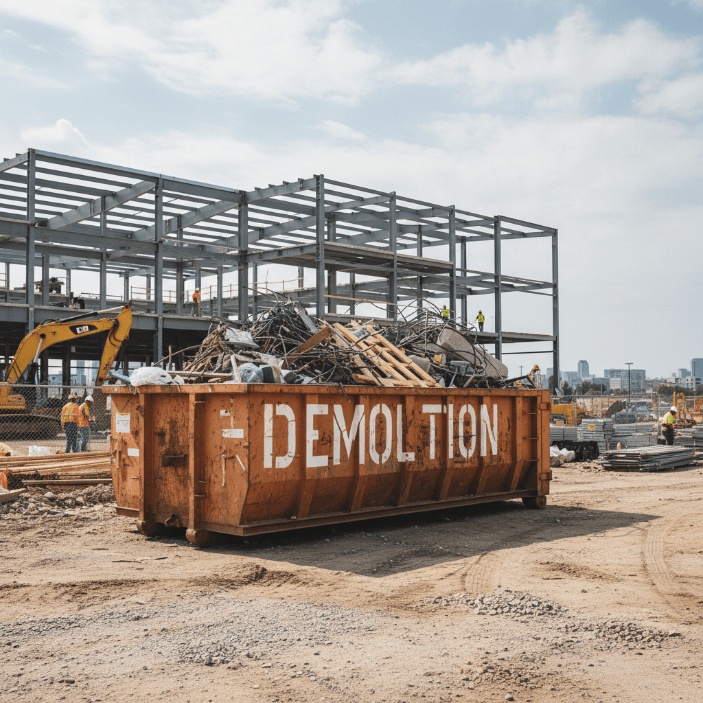 Very large industrial dumpster on a commercial construction site